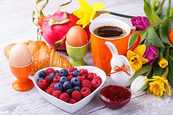 Breakfast, coffee, berries, food, egg HD wallpaper