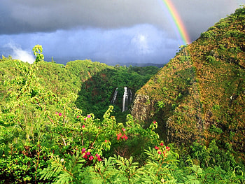 Landscape, Mountains, Rainbow HD wallpaper