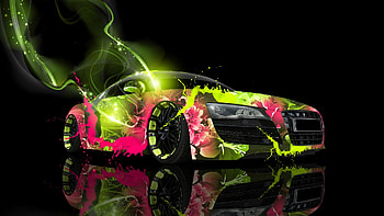 Audi, Abstract, Green, Car, Cant think of a fourth, Pink HD wallpaper