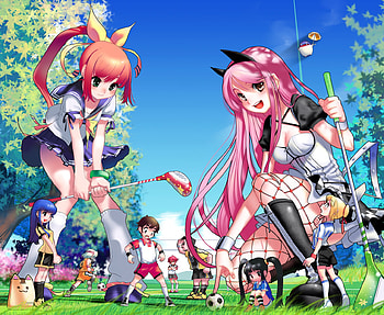 PangYa Girls, colorful, golf, hana, uniform, cute, kamdia, kaz, chibi, azer, lucia, arin, stick, max, neko, nell, merry, field, ears, nuri, girls, kooh, cecilia HD wallpaper