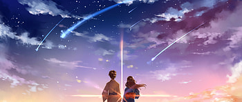 Mitsuha Miyamizu, Taki Tachibana, Your Name Anime, Cloudy Skies HD wallpaper