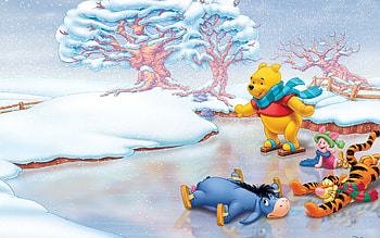 Winnie the Pooh and Friends, Piglet Eeyore Tigger Winter Skating HD wallpaper