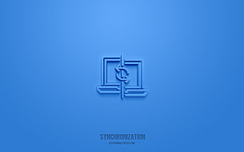 synchronization 3d icon, blue background, 3d symbols, synchronization, seo icons, 3d icons, synchronization sign, seo 3d icons HD wallpaper