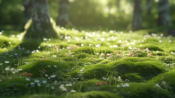 Enchanting Moss Garden, moss, moss garden, forest, flower, greenery HD wallpaper
