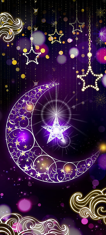 Glitter Moon, art, organism, star, luxury HD phone wallpaper