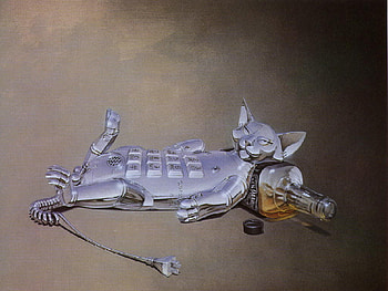 Lazy s, alcohol, cat, humor, siver, , bottle HD wallpaper