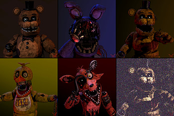 Withered & Golden Freddy — FNAF 2 Horror, Withered Freddy (Five Nights at Freddy's), Golden Freddy (Five Nights At Freddy's), video game, Five Nights At Freddy's 2, Five Nights at Freddy's HD wallpaper