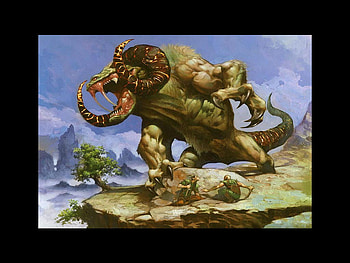 Creature, horns, fantasy, battle HD wallpaper