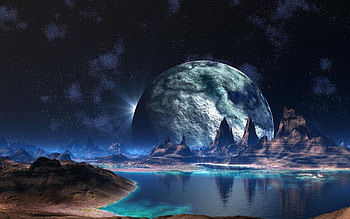 Fantasy moon astronomy water travel planet ocean sky exploration . Android for . HD wallpaper