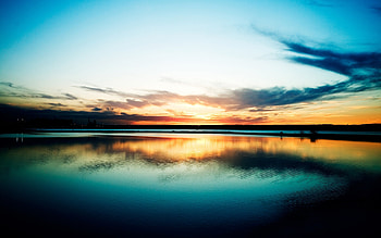 Landscape, Sunset, Sky, Lakes HD wallpaper