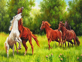 Beautiful horses, horses, Beautiful, Brown, green HD wallpaper