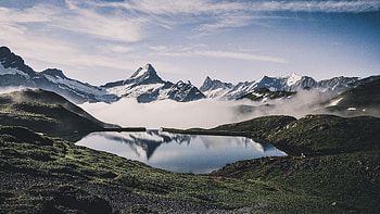 Landscape, Nature, Mountains, Lake, Fog HD wallpaper