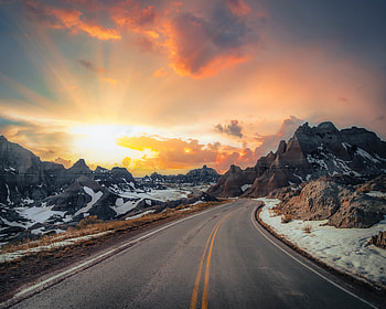 Sunset Road, Road, sky, Nature, Sunset HD wallpaper