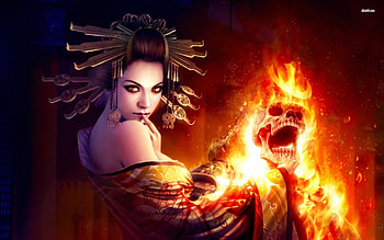 Deadly Geisha. SHARE. TAGS: Skull Flame ... HD wallpaper