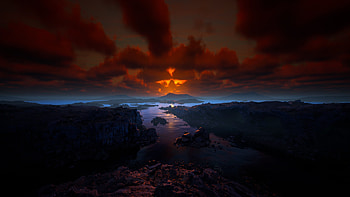 virtual reality, water, dawn HD wallpaper