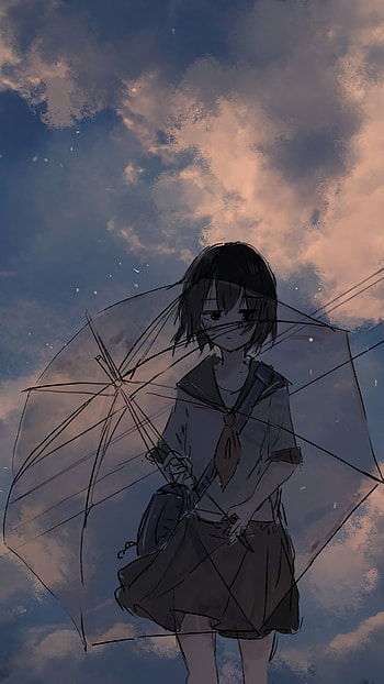 Anime girl and umbrella, art HD phone wallpaper