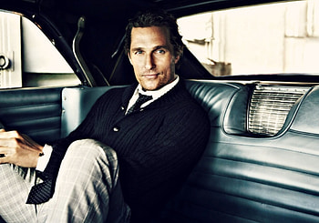 Matthew McConaughey, blue, black, man, car, actor HD wallpaper