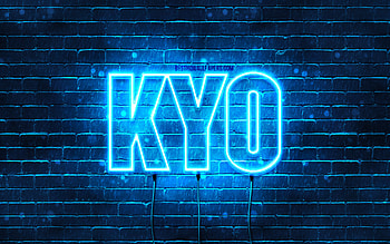 Happy Birtay Kyo, , blue neon lights, Kyo name, creative, Kyo Happy Birtay, Kyo Birtay, popular japanese male names, with Kyo name, Kyo HD wallpaper