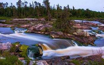 Wabigoon River - North Ontario, clouds, trees, sky, water, forest, rocks, usa HD wallpaper