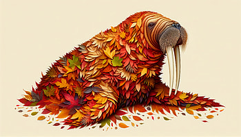 Autumn Leaf Walrus, walrus, autumn leaves HD wallpaper