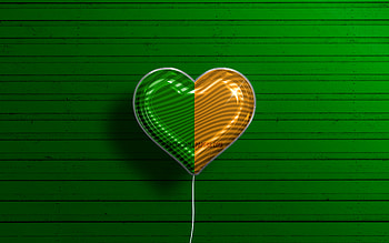 I Love Kerry, , realistic balloons, green wooden background, Day of Kerry, irish counties, flag of Kerry, Ireland, balloon with flag, Counties of Ireland, Kerry flag, Kerry HD wallpaper