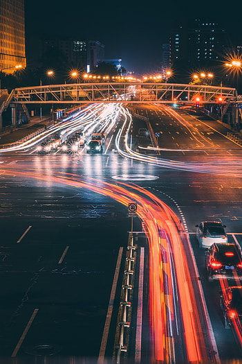Cities, Auto, Night, Road, Neon, Glow HD phone wallpaper