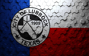 Flag of Lubbock, Texas, honeycomb art, Lubbock hexagons flag, Lubbock, 3d hexagons art, Lubbock flag HD wallpaper