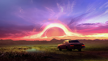 Retro Ride Under Alien Skies, retro, sky, car, desert, artist, artwork, art, digital-art, ai, deviantart HD wallpaper
