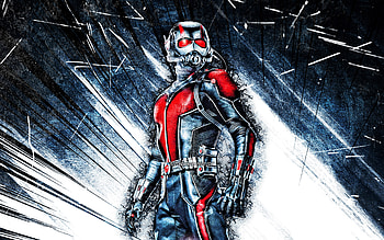 Ant-Man, superheroes, blue abstract rays, Marvel Comics, creative, Ant-Man HD wallpaper