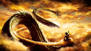 Goku Casually Waving To Shenron, goku, shenron, anime, artwork, art, digital-art, artist, deviantart HD wallpaper