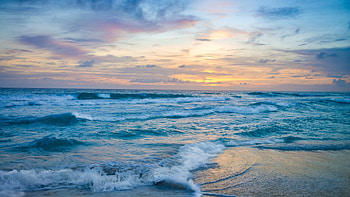 Ocean Waves at Sunset, ocean, waves, sunset, nature HD wallpaper