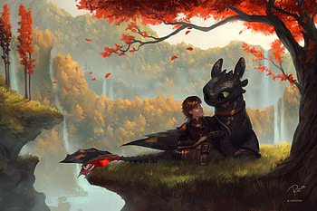 Hiccup, Toothless, , Background HD wallpaper