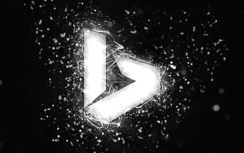 Bing white logo, , white neon lights, creative, black abstract background, Bing logo, search system, Bing HD wallpaper