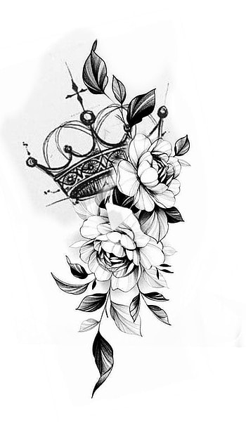 Crown_rose.., art, tattoo, butterfly, rose, crown HD phone wallpaper