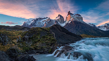 Trekking base Torres del Paine, Patagonia HD wallpaper