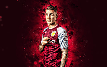 Lucas Digne, , 2022, Aston Villa FC, purple neon lights, french footballers, soccer, Premier League, football, AVFC, Lucas Digne Aston Villa, Lucas Digne HD wallpaper