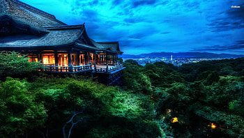 'Stunning Cool Places', blue, colorful, light color, blue dreams, others, hotels, modern, tourists, mountains, architecture, cities, resorts, most ed, attractions in dreams, creative pre-made, travels, love four seasons, Japan, green, cool, getaways, nature, sky HD wallpaper