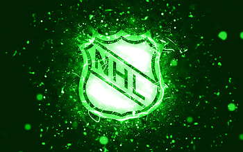 NHL green logo, , green neon lights, National Hockey League, green abstract background, NHL logo, cars brands, NHL HD wallpaper