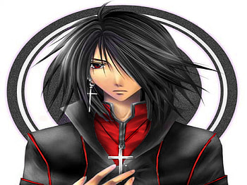 Anime Boy with Crosses ( BlackRed ), anime, blackred, boy, cross, earring HD wallpaper