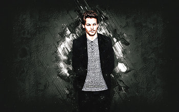 Louis Tomlinson, English singer, portrait, gray stone background, Louis Tomlinson art, grunge art HD wallpaper