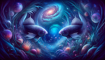 Pisces Dreamscape - Ultra, Pisces (Astrology), fantasy, fish, galaxy, underwater HD wallpaper