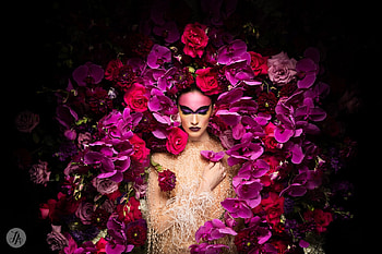 Beauty, black, model, girl, woman, lindsay adler, pink, flower, ivie joy, red HD wallpaper