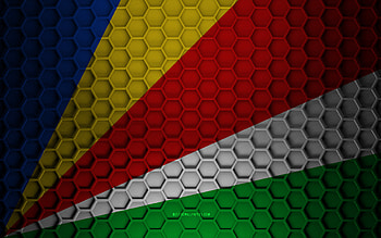 Seychelles flag, 3d hexagons texture, Seychelles, 3d texture, Seychelles 3d flag, metal texture, flag of Seychelles HD wallpaper
