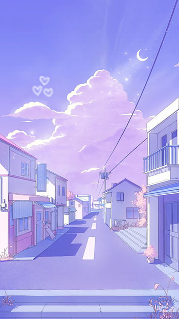 Anime background, aesthetic, cloud, sky, cute HD phone wallpaper