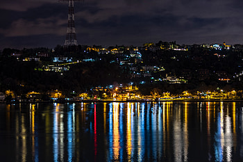 Cities, Reflection, Shore, Bank, Night City, City Lights, Turkey, Istanbul HD wallpaper