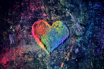 Chalk dust, heart, shape, colorful HD wallpaper