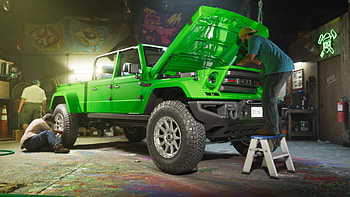 GTA VI Ultra: Neon Garage — Green Heist Truck, Video Game, Grand Theft Auto, Grand Theft Auto VI HD wallpaper