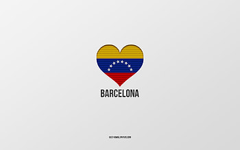 I Love Barcelona, Colombian cities, Day of Barcelona, gray background, Barcelona, Colombia, Colombian flag heart, favorite cities, Love Barcelona HD wallpaper