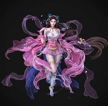 Fantasy girl, pink, black, frumusete, fantasy, wenjie li, girl, luminos HD wallpaper