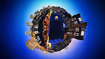 Sky, City, Building, Miscellanea, Miscellaneous, Ball, Space HD wallpaper